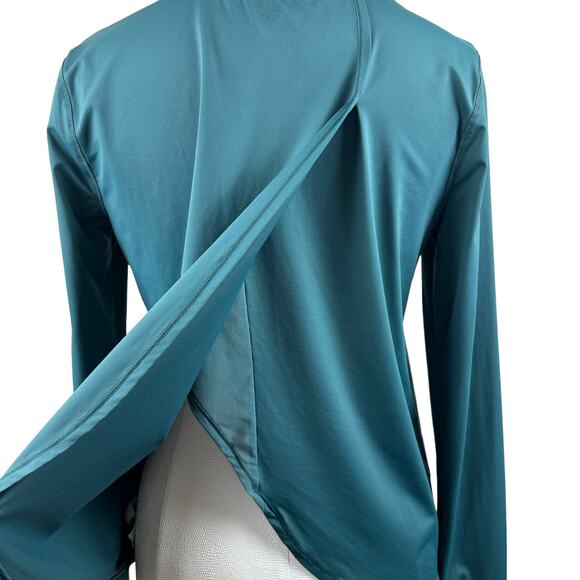 Women's Athleta Green Split Back Long Sleeve Activewear Nylon Blend Athleisure S - Picture 3 of 10